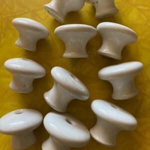Set of White Porcelain Knobs